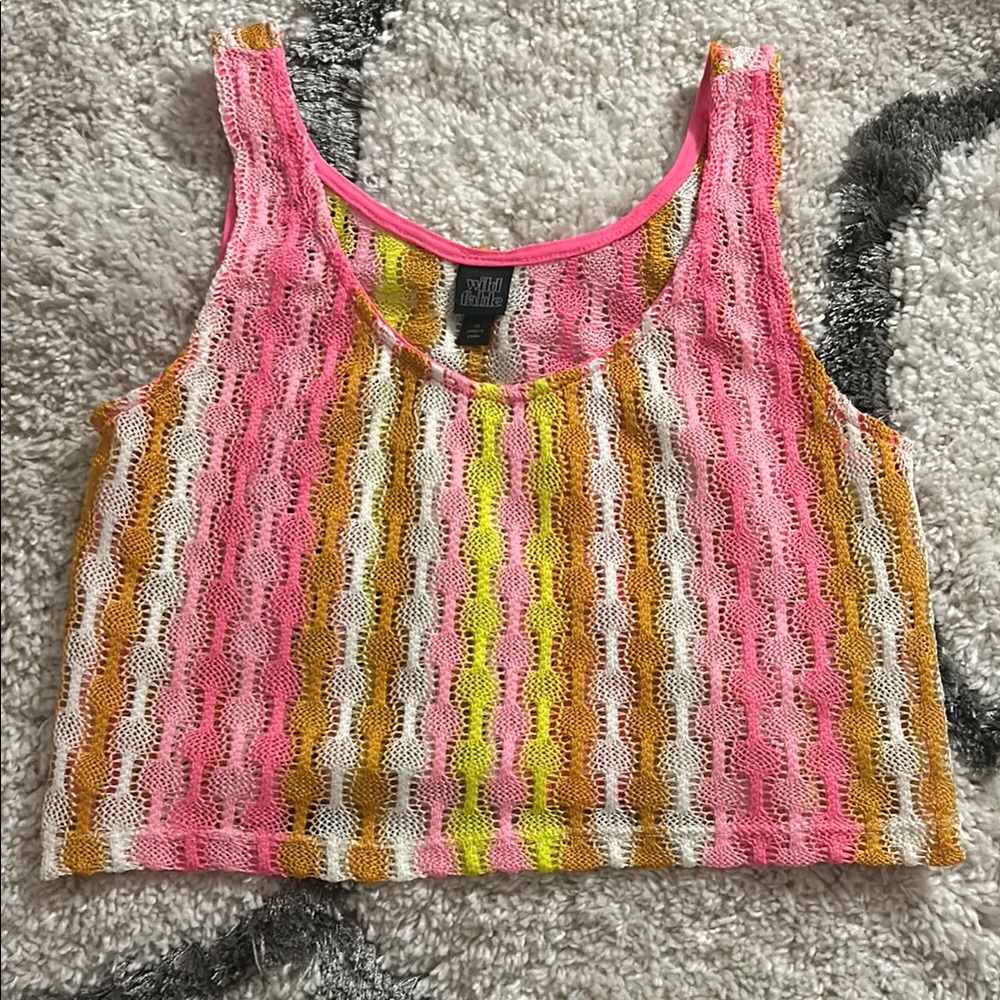 Wild Fable Pink and Orange Graphic Crop Tank Top